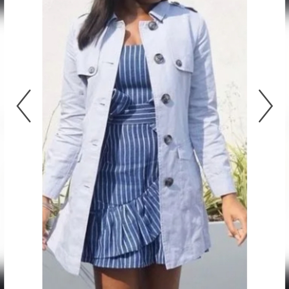 CAbi Jacket Womens Small Tanner Linen Button Front Trench Coat Lavender S - Picture 1 of 7